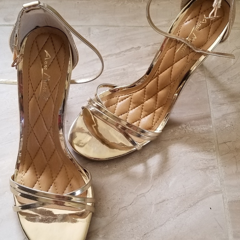 Classic gold ankle strap heels